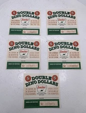 Lot of 5 Sinclair Double Dino Dollars Game Card Contest 1968 Rare Gas & Oil
