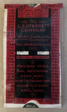 Vintage LS STARRETT COMPANY Slide Rule Fraction Decimal Size of Tap Drill Thread