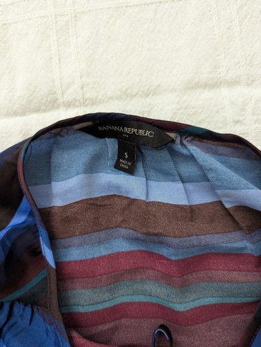 Banana Republic Women's Sleeveless Stripped Blouse Blue Marron Green Size Small - Picture 3 of 6