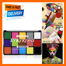 Face Body Paint 15 Color Professional Palette for Art Theater Halloween Cosplay