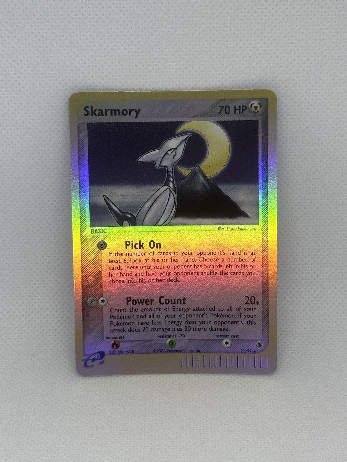 Pokémon TCG- Skarmory- 21/97- Pokémon Dragon- Reverse Holo Rare- NM/MINT