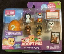 Adopt Me Perfect Pups 6 Figure Set With Mystery Pet In A Water Reveal Egg NEW