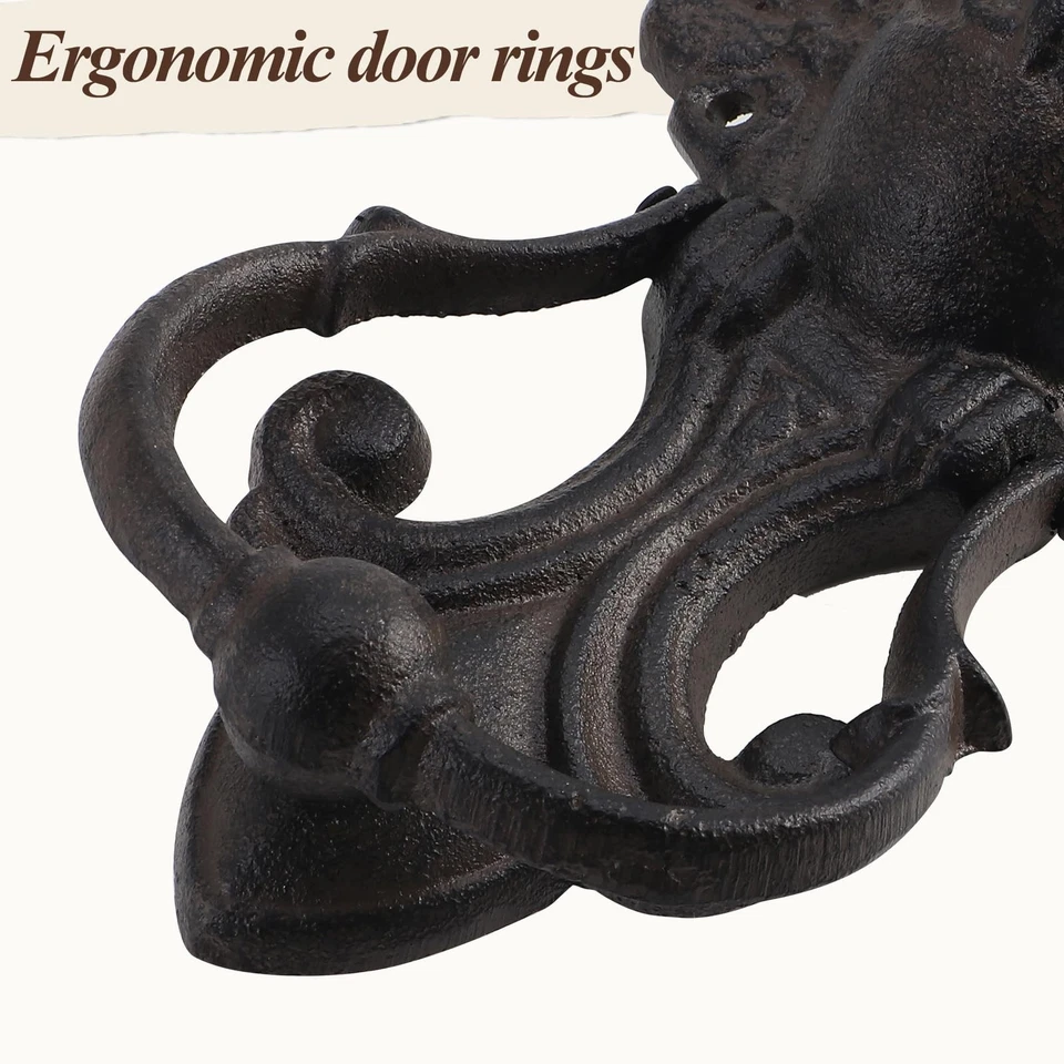 Antiguo llamador gótico de puerta delantera de búho de alta resistencia, puerta rústica de hierro fundido negro... Foto 4 de 4