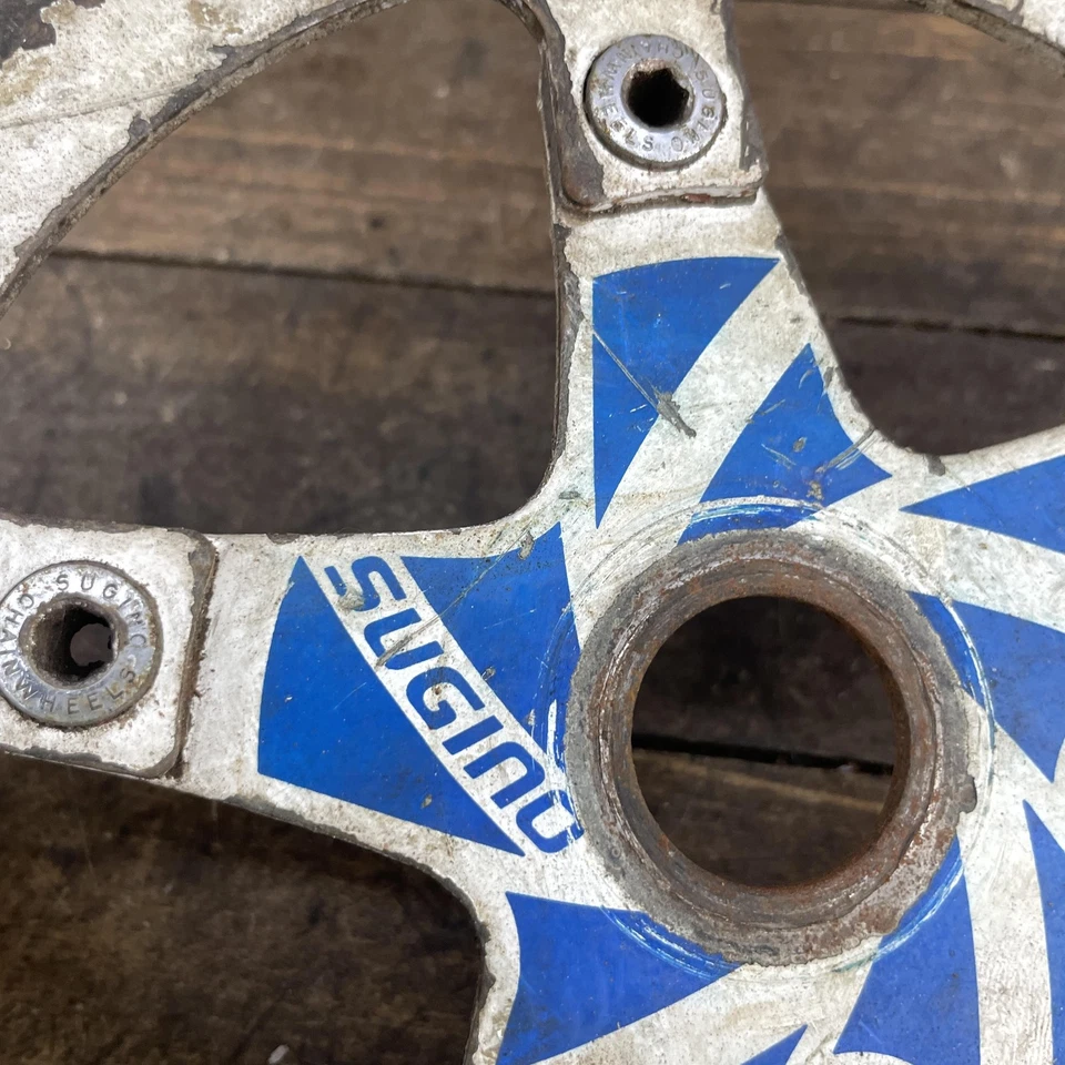 Plato de acero con piñón Sugino BMX vintage 43T azul Japón pernos de rueda dentada años 80 Foto 3 de 4