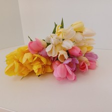 LOT of 3 Yellow Pink Tulips Bouquet Spring Ashland Decor Easter NWT