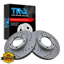 TRQ Toyota Pickup 84-95 Front Brake Rotor Set Coated Drilled Slotted
