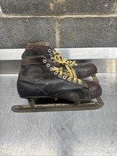 Vintage Ice Skates For Decor Aged Leather Made In USA Union Hardware Co.