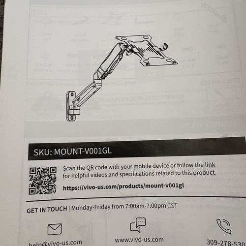 Vivo Height Adjustable Pneumatic Extended Arm Laptop Wall Mount, Full Motion 10 - Photo 17/23