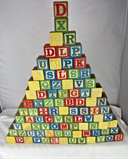 Playskool Wooden Children's Alphabet ABC 1.25" Blocks 1978 Mixed Lot of 92