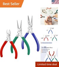Mini Pliers for Jewelry Making - 3 Pack with Colorful Handles  Precision Tips