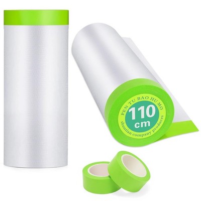 Pre-Taped Masking Film for Painting - 44'' x 66'Painters Plastic roll,with Aut...