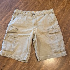 Carhartt Mens Relaxed Fit Cargo Shorts Khaki Tan Cotton Canvas Size 36