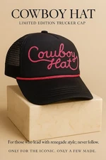 The Spring Shop “Cowboy Hat” Cap Womens Snapback Black Pink Cowgirl Western