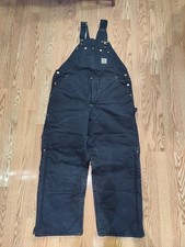 Carhartt Relaxed Fit Duck Bib Overalls mens 40x30 Black Workwear Canvas Vintage