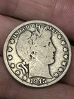 SILVER HALF DOLLAR CIRCULATED 1915D BARBER. Key Date. Collectors Choice.Rare!
