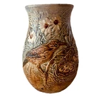 Weller Pottery Antique Bird Nest Eggs Flowers Nature Glendale 1934
