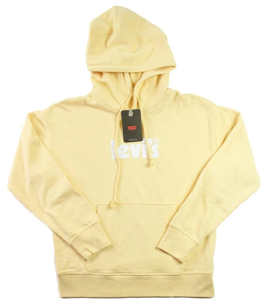 Levis Womens Hoodie XS Pullover Sweatshirt Long Sleeves Regular Fit Yellow NEW