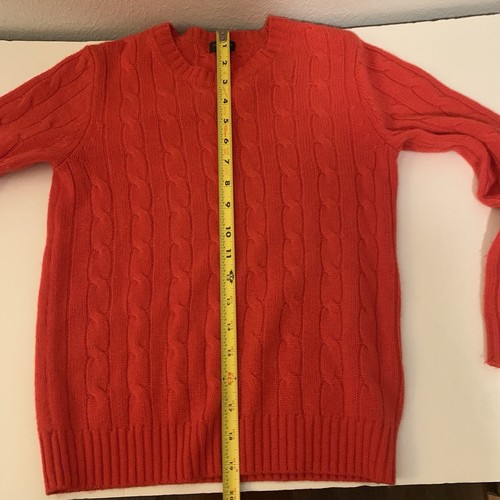 Crewcuts Red 100% Cashmere Cable Knit Crew Neck Sweater Sz 8 Holiday Soft Preppy - Picture 7 of 8