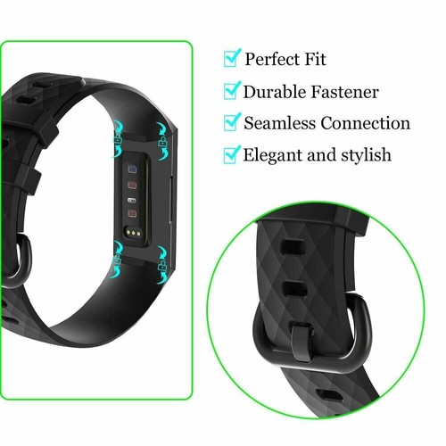 For Fitbit Charge 3 / 4 Watch Band Replacement Silicone Bracelet Wrist Strap - Picture 3 of 19