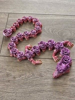 Gelenkiger Rosendrache (63 cm) 3D-gedrucktes Zappelspielzeug lila rosa Seidendrache