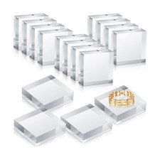 Vicenpal 16 Pieces Acrylic Square Display Blocks 3 x 3 x 1 Inches Clear Polis...