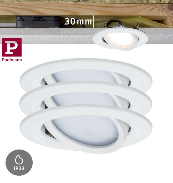 Paulmann Led Einbauleuchte Nova Coin Basisset Weiß 3X6W Schwenkbar Rund Ip23-image