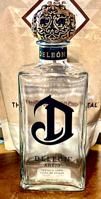DELEON Anejo Tequila 100% Agave GOLD, 750 ml. empty bottle