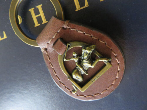 Polo RALPH LAUREN Key Chain Brass Leather FOB Equestrian Key Ring - Picture 2 of 8