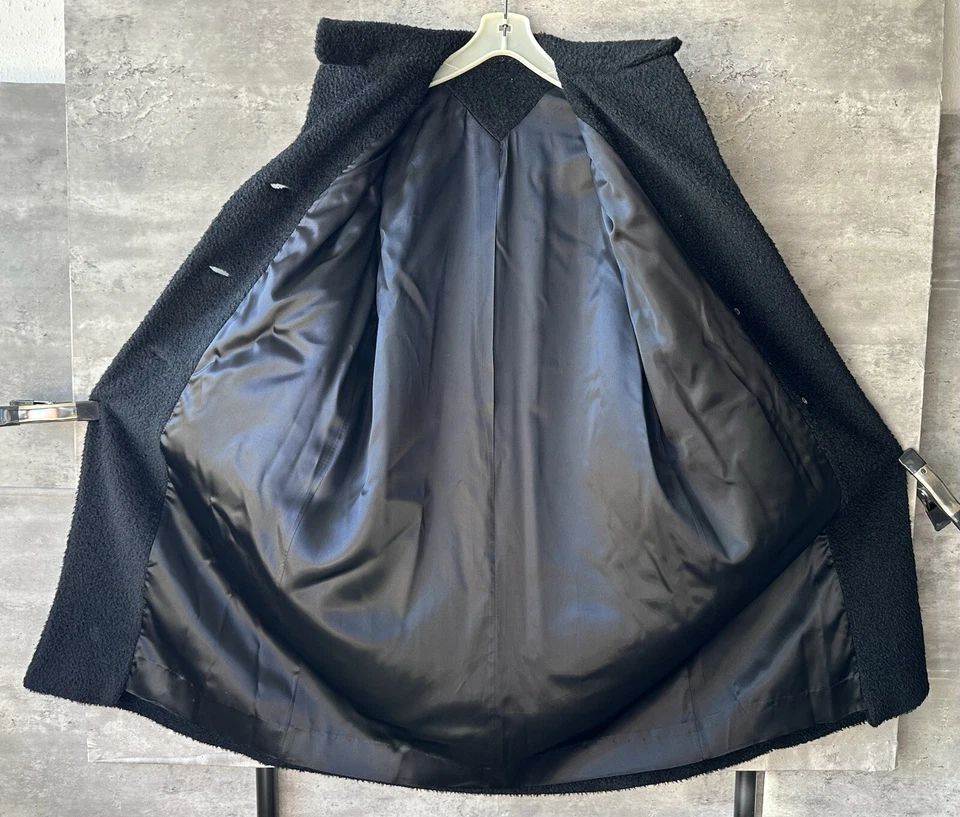 Abrigo Vintage Años 30 Hecho en Unión Negro Vellón Difuso Doble Pecho Mezcla Lana Talla L Foto 4 de 4
