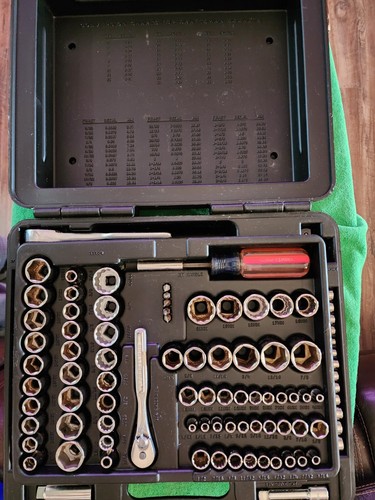 Craftsman 107 pc. socket set 1/4"/ 3/8"/ 1/2" drives, hand wrenches & case USA - Picture 2 of 12