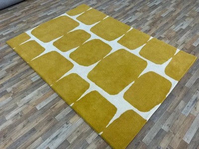 Tufted Yellow & White Handmade Handwoven Supremely Soft & Durable NZ Wool Rug