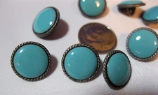 BUTTONS 8 PIECES Turquoise Rope Round buttons NEW 1/2" across