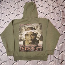 VTG 2Pac Tupac In Memory Of 1971-1996 Green Hoodie Size M