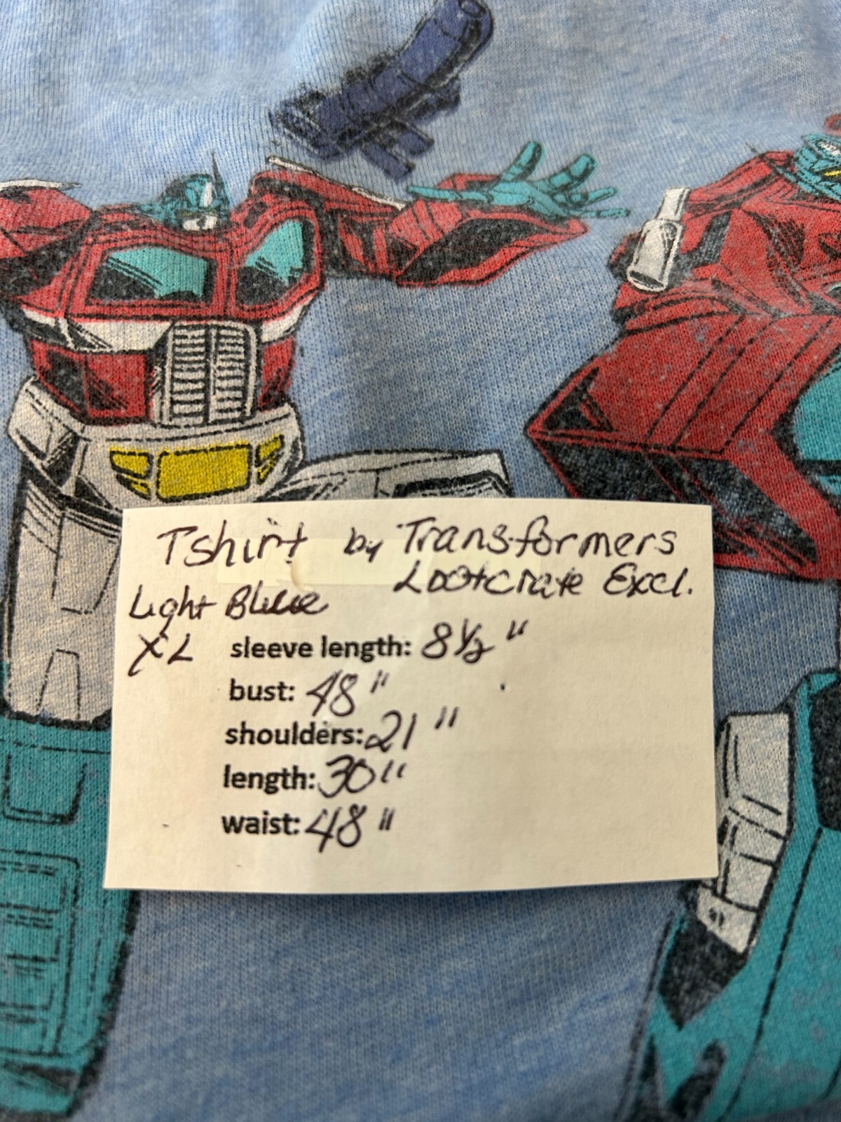 Transformers Lootcrate T-Shirt Men's 2XL Light Blue Polyester Crew Short Sleeve image 10