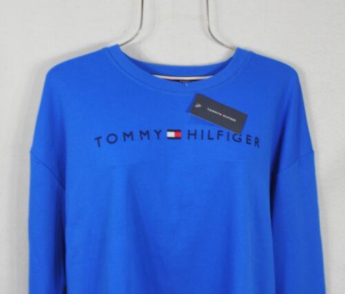Tommy Hilfiger Women's Sweatshirt L Blue Tommy Logo Crew Neck Shirt Top NWT - Picture 4 of 10