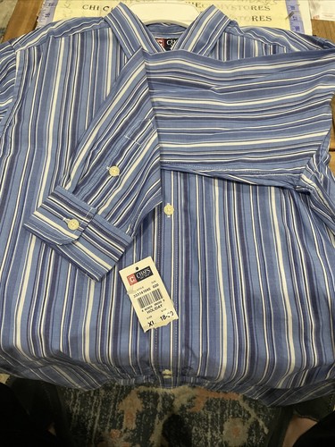 CHAPS Stretch Boys XL (18/20) Long Sleeve Button Down Shirt Blue Multi - Picture 8 of 14