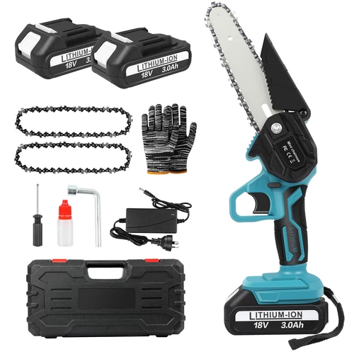 6" Mini Cordless Electric Chainsaw 2X Battery-Powered Wood Cutter Rechargeable - Picture 1 of 13