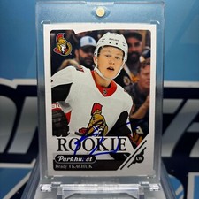 2018-19 UD Parkhurst #370, BRADY TKACHUK RC AUTO??? IRL Rookie Autograph Card. rookie card picture