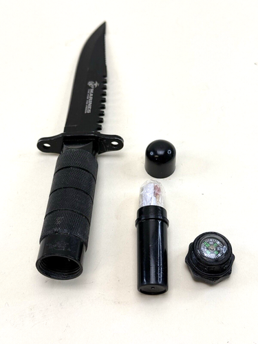 MARINES (M-1003) By USMC Black Fixed Blade Vintage Survival Knife W/ Sheath - Picture 15 of 17