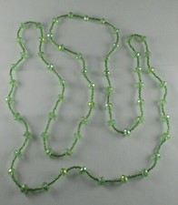 UNSIGNED IRREDESCENT GREEN GLASS BEAD NECKLACE 48"