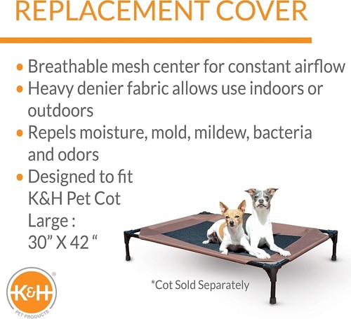 Funda Repuesto K&H para Cama Elevada de Perro 42x30in Chocolate - Picture 4 of 8