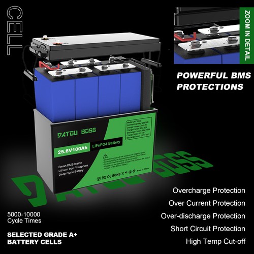 24V 100Ah Lifepo4 Lithium Battery 25.6V 10000+ Cycles Solar RV Off-grid - Picture 6 of 18