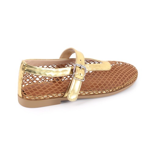Women's Buckle Strap Cute Round Toe Casual Comfort Cut Out Ballet Flats Sandals - Picture 44 of 44