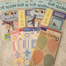 NEW Lot 7 Soft Spoken Doo Dads 3D O'scrap Cardstock Stickers BIRTHDAY -H
