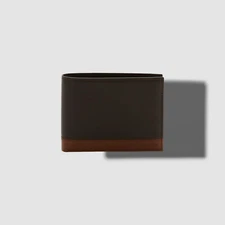 $45 Perry Ellis Portfolio Men Brown Two Shade Colorblock Passcase Leather Wallet