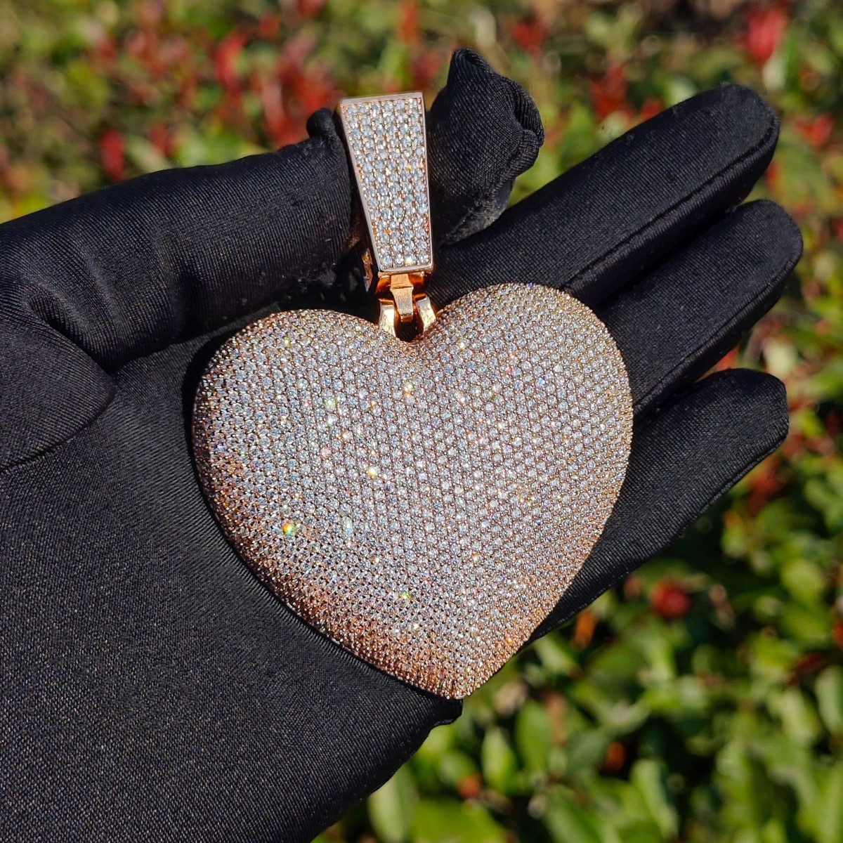Hip Hop Large Heart Shape Pendant Necklace Full 5A Zircon