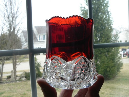 Button Arches Spoon Holder Ruby Stained and Clear EAPG - Picture 7 of 9
