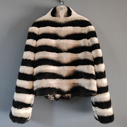 Women Winter Real Rex Rabbit Fur Stand Collar Short Coat Overcoat ...