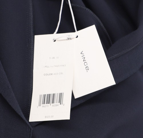 NWT VINCE $425 Ruched Rugby Dress Polo Collar in Navy Coastal Blue Size 10 - Picture 7 of 10