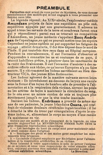 Postal original de colección El-Nara Magician mujer sin cabeza, escapista como Houdini - Imagen 2 de 2